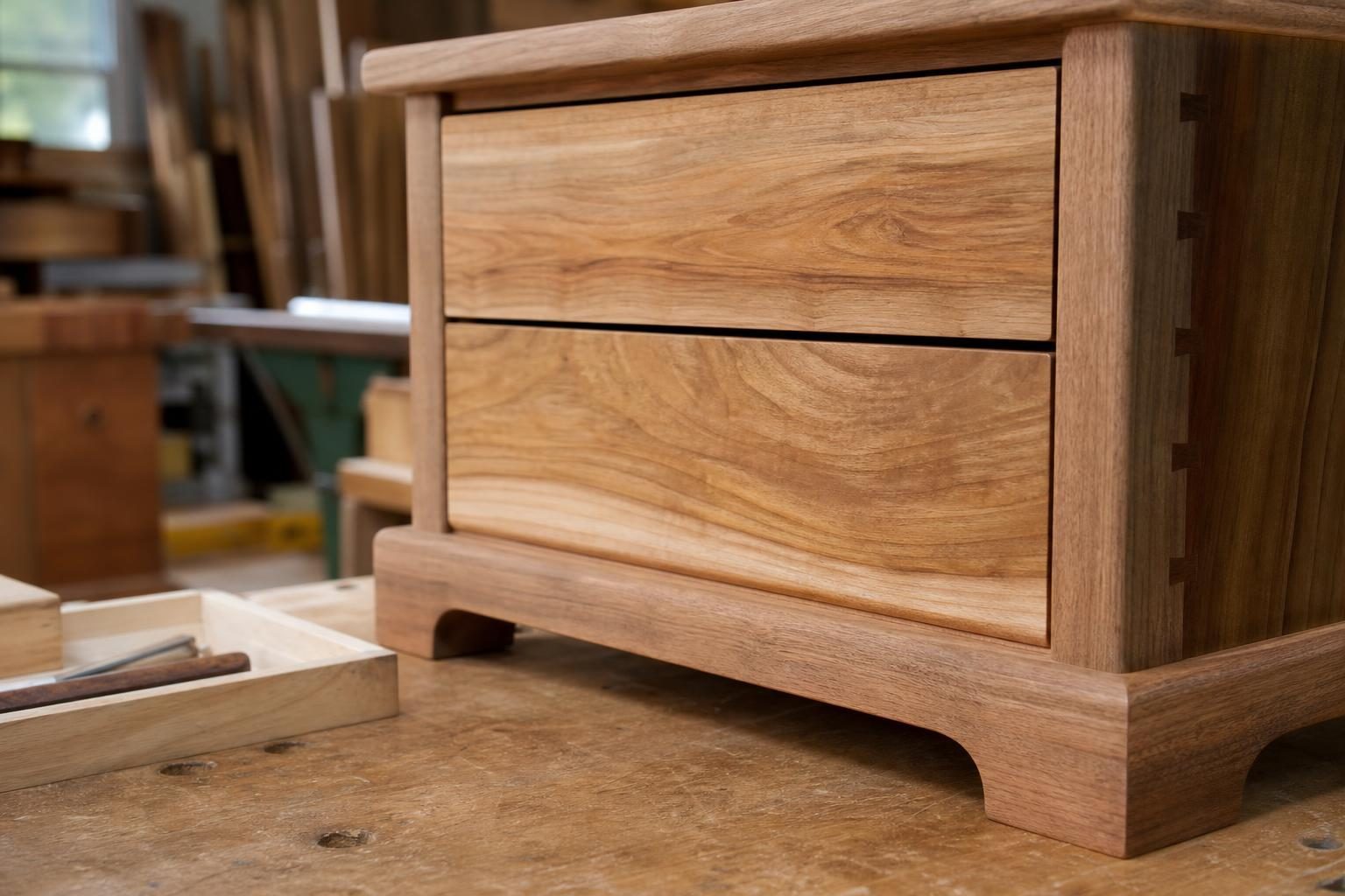 Close-up of natural wood grain finish